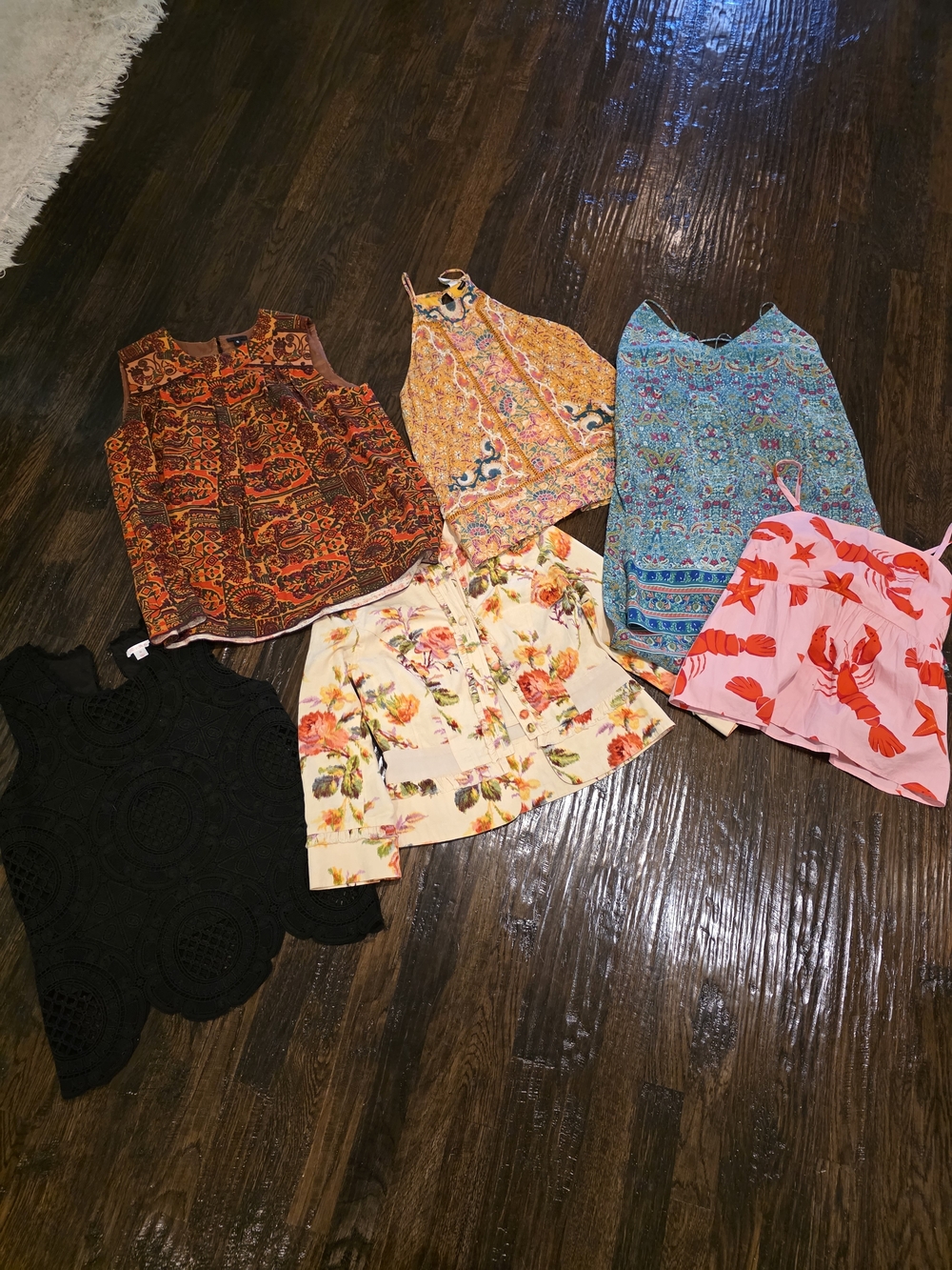Mixed Patterned Women's Tank Tops and Blouses - Multi Color